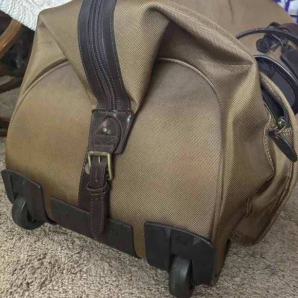 Vintage Polo Ralph Lauren Luggage Coated Canvas & Leather Duffel‎ Bag Wheeled - Picture 5 of 12